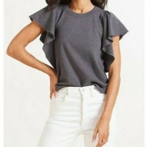 Michael Stars Ariana Flutter Sleeve sweatshirt top